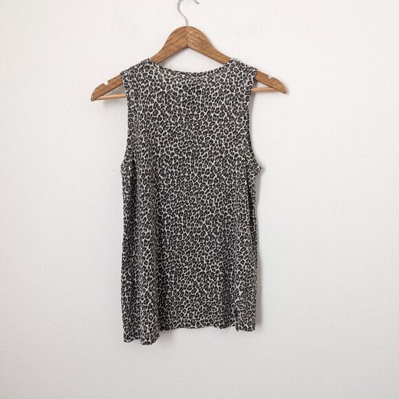 Current/Elliott muted brown tan leopard animal print linen cotton muscle tank - Picture 4 of 4